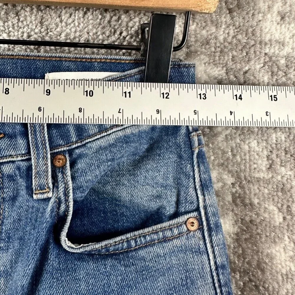 Denim Forum x REVOLVE Blue High-Rise Straight Leg Cropped Jeans 26